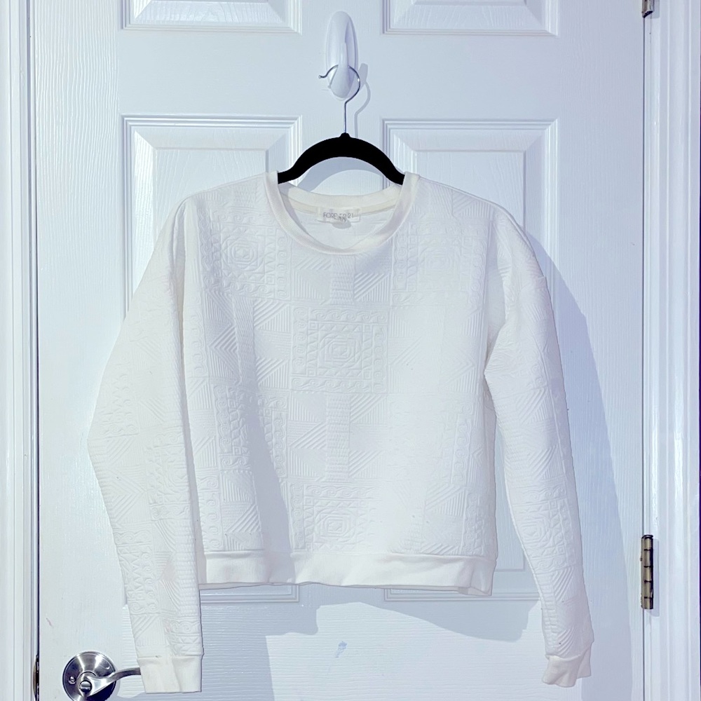 Forever 21 White Cropped Pullover Sweater